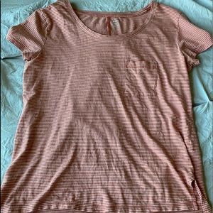 pink and white striped flowy shirt